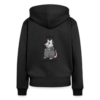 Possum Pun Opossum I'm a Good Kitty - Women's Premium Organic Zip Hoodie - black - Back - Julia (174cm)