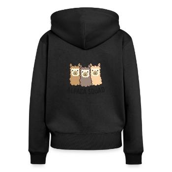 Alpaka Squad Lustiger Alpaka-Liebhaber - Frauen Premium Bio Zip Hoodie - Schwarz - Hinten - Julia (174cm)
