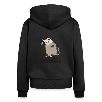 Juste une fille qui aime les opossums - Sweat à capuche zippé Premium bio Femme - noir - Dos - Julia (174cm)