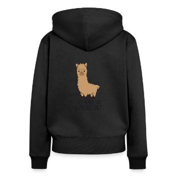 Ich mag Alpakas einfach sehr, okay? Lustiges Lama - Frauen Premium Bio Zip Hoodie - Schwarz - Hinten - Julia (174cm)