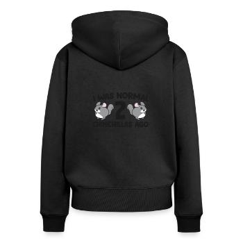 Propriétaire de chinchilla J’étais avant 2 chinchillas - Sweat à capuche zippé Premium bio Femme - noir - Dos - Julia (174cm)