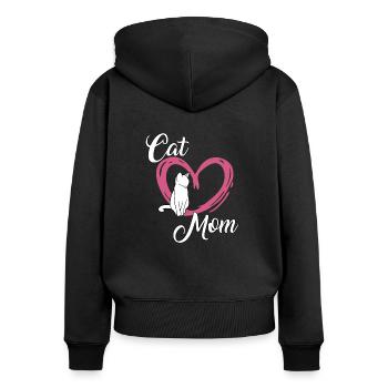 Chats mignons Maman Chats Fan Cadeau Chats - Sweat à capuche zippé Premium bio Femme - noir - Dos - Julia (174cm)