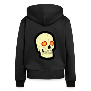 Psychedelischer Schädel - Frauen Premium Bio Zip Hoodie - Schwarz - Hinten - Julia (174cm)