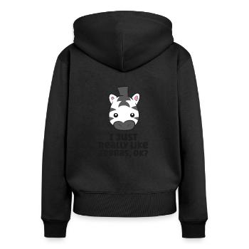 J’aime vraiment les zèbres, d’accord? Mignon - Sweat à capuche zippé Premium bio Femme - noir - Dos - Julia (174cm)