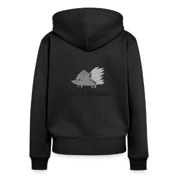 Funny Porcupine Not A Hugger Porcupine - Women's Premium Organic Zip Hoodie - black - Back - Julia (174cm)