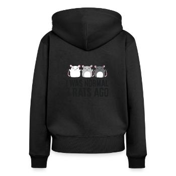 Ich war vor 3 Ratten normal Rattenbesitzer - Frauen Premium Bio Zip Hoodie - Schwarz - Hinten - Julia (174cm)