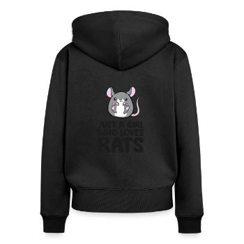 Juste une fille qui aime les rats drôles de rats propriétaire fille - Sweat à capuche zippé Premium bio Femme - noir - Dos - Julia (174cm)
