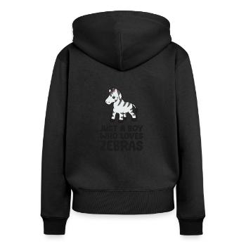 Just a Boy Who Loves Zebras - Women's Premium Organic Zip Hoodie - black - Back - Julia (174cm)