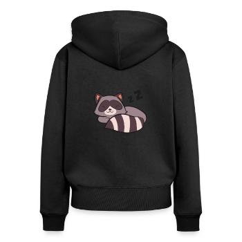 Raton laveur Sommeil Pyjama paresseux Raton laveur - Sweat à capuche zippé Premium bio Femme - noir - Dos - Julia (174cm)
