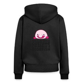 C’est mon costume humain, je suis vraiment un blobfish - Sweat à capuche zippé Premium bio Femme - noir - Dos - Julia (174cm)