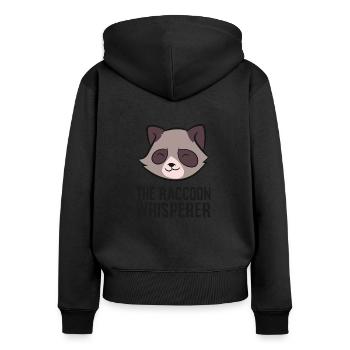 Le raton laveur Whisperer Drôle de raton laveur - Sweat à capuche zippé Premium bio Femme - noir - Dos - Julia (174cm)