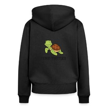 I Like Turtles Ocean Cute Sea Turtle - Women's Premium Organic Zip Hoodie - black - Back - Julia (174cm)
