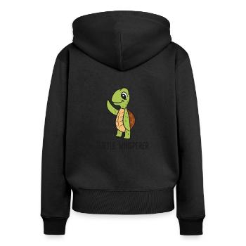 Turtle Whisperer Turtle Whisperer Funny Turtle - Women's Premium Organic Zip Hoodie - black - Back - Julia (174cm)