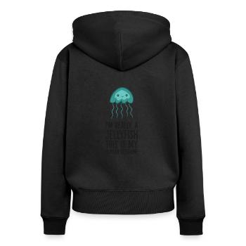 Ich bin wirklich eine Qualle Dies ist mein - Frauen Premium Bio Zip Hoodie - Schwarz - Hinten - Julia (174cm)