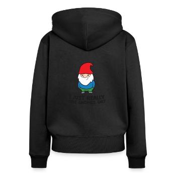 J’aime vraiment Gnome, d’accord? Jollier - Sweat à capuche zippé Premium bio Femme - noir - Dos - Julia (174cm)