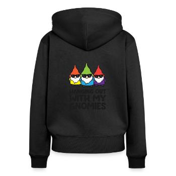Gnome Lover traîner avec mes Gnomies - Sweat à capuche zippé Premium bio Femme - noir - Dos - Julia (174cm)