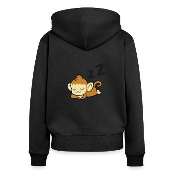 Schlafender Affe Affe Müder Affe - Frauen Premium Bio Zip Hoodie - Schwarz - Hinten - Julia (174cm)