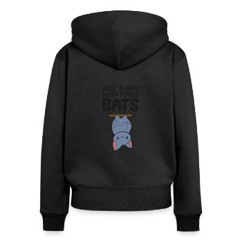 Nur ein Mädchen, das Fledermäuse liebt - Frauen Premium Bio Zip Hoodie - Schwarz - Hinten - Julia (174cm)