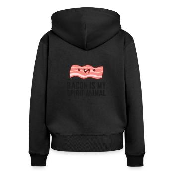 Bacon Is My Spirit Animal Funny Breakfast Bacon - Women's Premium Organic Zip Hoodie - black - Back - Julia (174cm)
