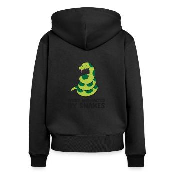 Serpents Reptile Lover facilement distrait par les serpents - Sweat à capuche zippé Premium bio Femme - noir - Dos - Julia (174cm)