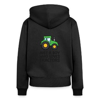 Juste un garçon qui aime les tracteurs - Sweat à capuche zippé Premium bio Femme - noir - Dos - Julia (174cm)