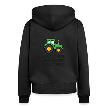 Juste une fille qui aime les tracteurs - Sweat à capuche zippé Premium bio Femme - noir - Dos - Julia (174cm)