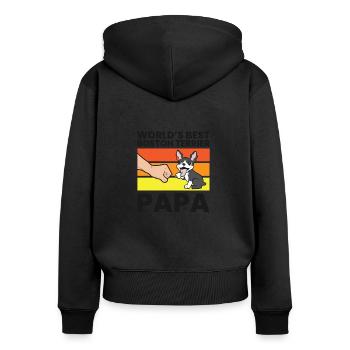 Der weltbeste Boston Terrier Papa Boston Terrier - Frauen Premium Bio Zip Hoodie - Schwarz - Hinten - Julia (174cm)
