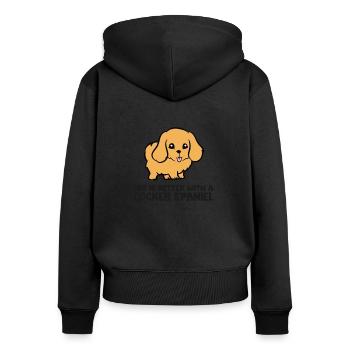 Cocker Spaniel Owner Life Is Better With A Cocker - Women's Premium Organic Zip Hoodie - black - Back - Julia (174cm)