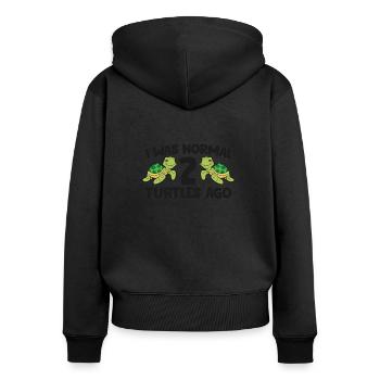 Turtle Owner Pet Turtle I Was Normal 2 Turtles Ago - Women's Premium Organic Zip Hoodie - black - Back - Julia (174cm)