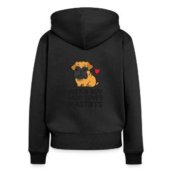 Nur ein Junge, der Doggen liebt Cane Corso - Frauen Premium Bio Zip Hoodie - Schwarz - Hinten - Julia (174cm)
