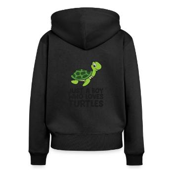 Sea Turtle Boy Just a Boy Who Loves Turtles - Women's Premium Organic Zip Hoodie - black - Back - Julia (174cm)