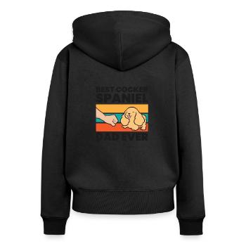 Cocker Spaniel Papa Best Cocker Spaniel Dad Ever - Women's Premium Organic Zip Hoodie - black - Back - Julia (174cm)