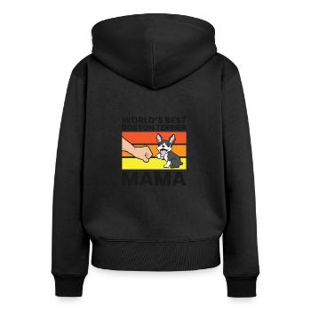 Weltbeste Boston Terrier Mama Boston Terrier Mama - Frauen Premium Bio Zip Hoodie - Schwarz - Hinten - Julia (174cm)