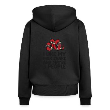 J’aime mon serpent de lait et peut-être comme 3 personnes de compagnie - Sweat à capuche zippé Premium bio Femme - noir - Dos - Julia (174cm)