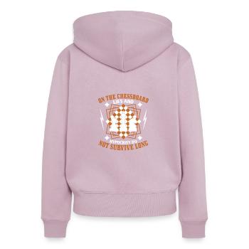 Auf dem Schachbrett sind Lügen und Heuchelei nicht - Frauen Premium Bio Zip Hoodie - Altrosa - Hinten - Julia (174cm)