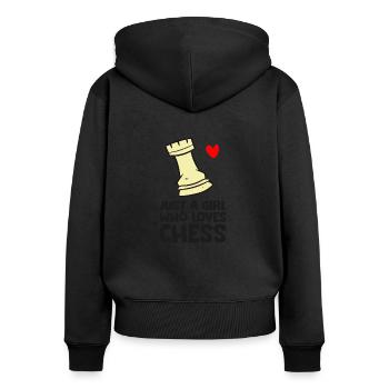 Just a Girl Who Loves Chess - Women's Premium Organic Zip Hoodie - black - Back - Julia (174cm)