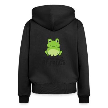 Frog Lover Easily Distracted By Frogs - Women's Premium Organic Zip Hoodie - black - Back - Julia (174cm)