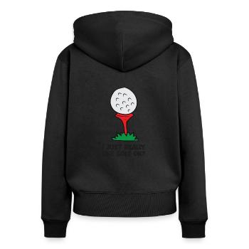 Ich mag Golf einfach sehr, okay? Lustiges Golf - Frauen Premium Bio Zip Hoodie - Schwarz - Hinten - Julia (174cm)