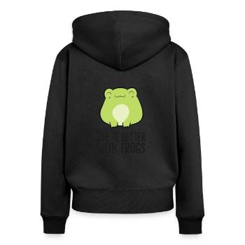 Frog Lover Life Is Better With Frogs Funny Frog - Women's Premium Organic Zip Hoodie - black - Back - Julia (174cm)