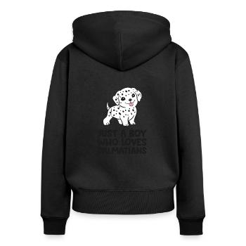 Chien dalmatien Juste un garçon qui aime les dalmatiens - Sweat à capuche zippé Premium bio Femme - noir - Dos - Julia (174cm)