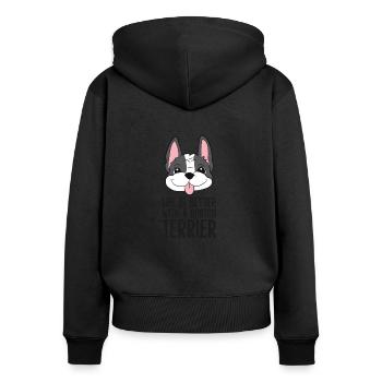 Das Leben ist besser mit einem Boston Terrier Hund - Frauen Premium Bio Zip Hoodie - Schwarz - Hinten - Julia (174cm)