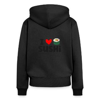 I Love Sushi Love Sushi Rolls - Women's Premium Organic Zip Hoodie - black - Back - Julia (174cm)