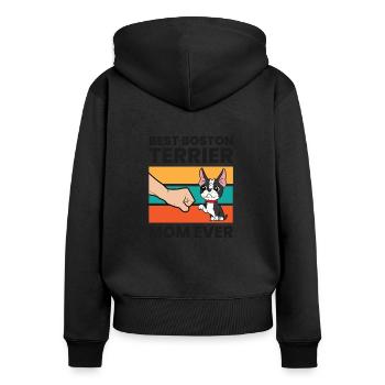 Meilleure maman Boston Terrier jamais drôle - Sweat à capuche zippé Premium bio Femme - noir - Dos - Julia (174cm)