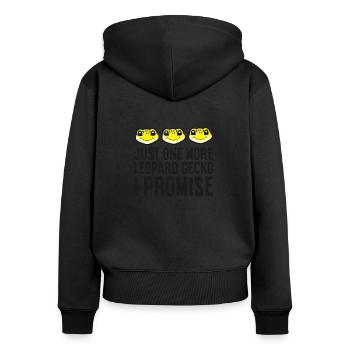 Nur noch ein Leopardgecko Ich verspreche - Frauen Premium Bio Zip Hoodie - Schwarz - Hinten - Julia (174cm)