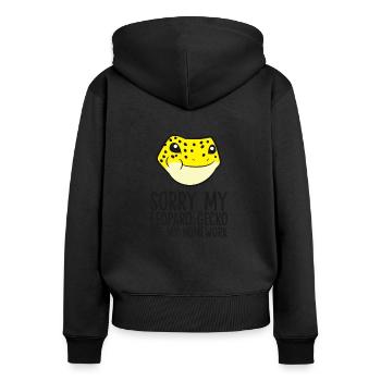 Sorry My Leopard Gecko Ate My Homework Schule - Frauen Premium Bio Zip Hoodie - Schwarz - Hinten - Julia (174cm)