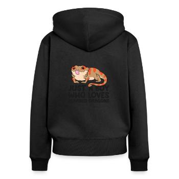 Bearded Dragon Reptile Just a Boy Who Loves - Women's Premium Organic Zip Hoodie - black - Back - Julia (174cm)