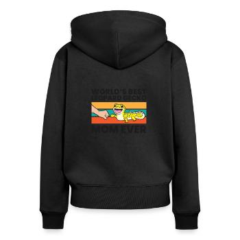 Leopard Gecko Mama World's Best Leopard Gecko Mom - Frauen Premium Bio Zip Hoodie - Schwarz - Hinten - Julia (174cm)