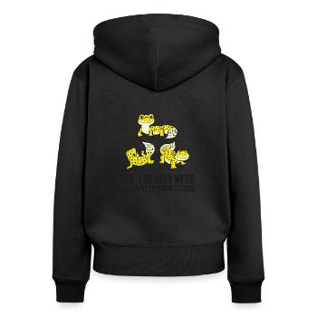 Ja, ich brauche wirklich all diese Leopardgeckos - Frauen Premium Bio Zip Hoodie - Schwarz - Hinten - Julia (174cm)