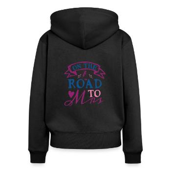 Sur la route de Mme - Sweat à capuche zippé Premium bio Femme - noir - Dos - Julia (174cm)