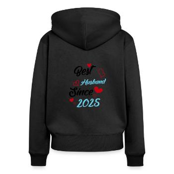 Bester Ehemann seit 2025 Hochzeit - Frauen Premium Bio Zip Hoodie - Schwarz - Hinten - Julia (174cm)